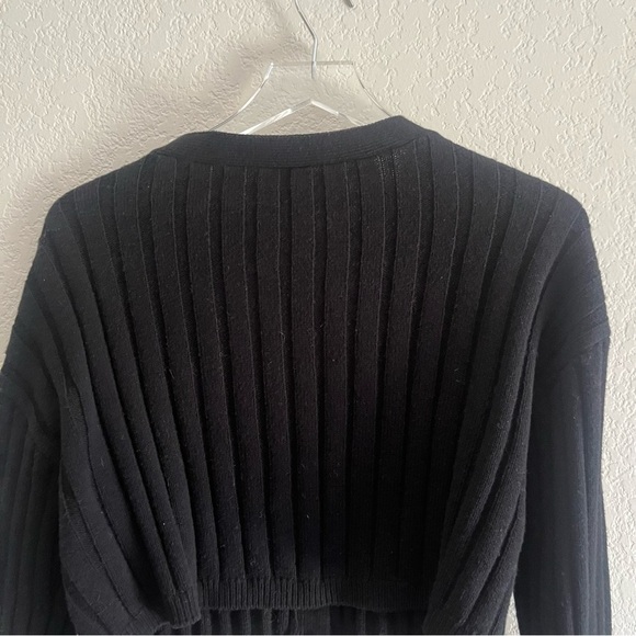 ABOUND Long Sleeve Ribbed Cropped Cardigan Black Size Large - Picture 9 of 10